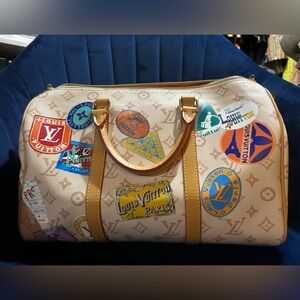Unbranded Beige Monogram Bag with Colorful Patches